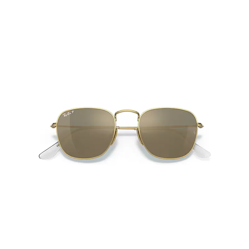 Frank Titanium Sunglasses Gold Frame Blue Lenses Polarized by Ray-Ban