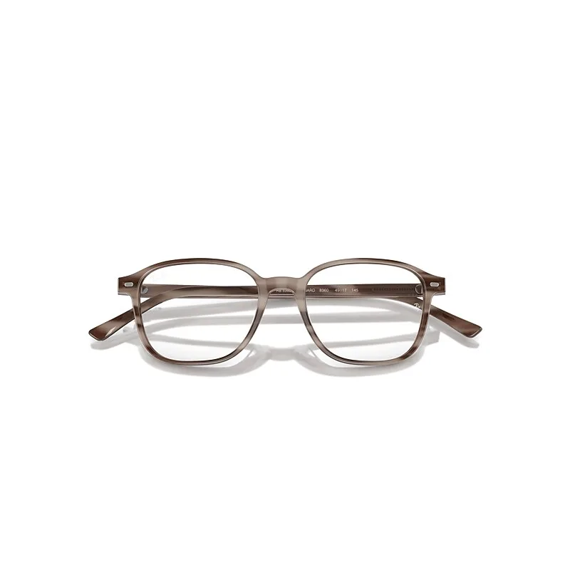 Leonard Optics Eyeglasses Striped Grey Frame Clear Lenses Polarized by Ray-Ban