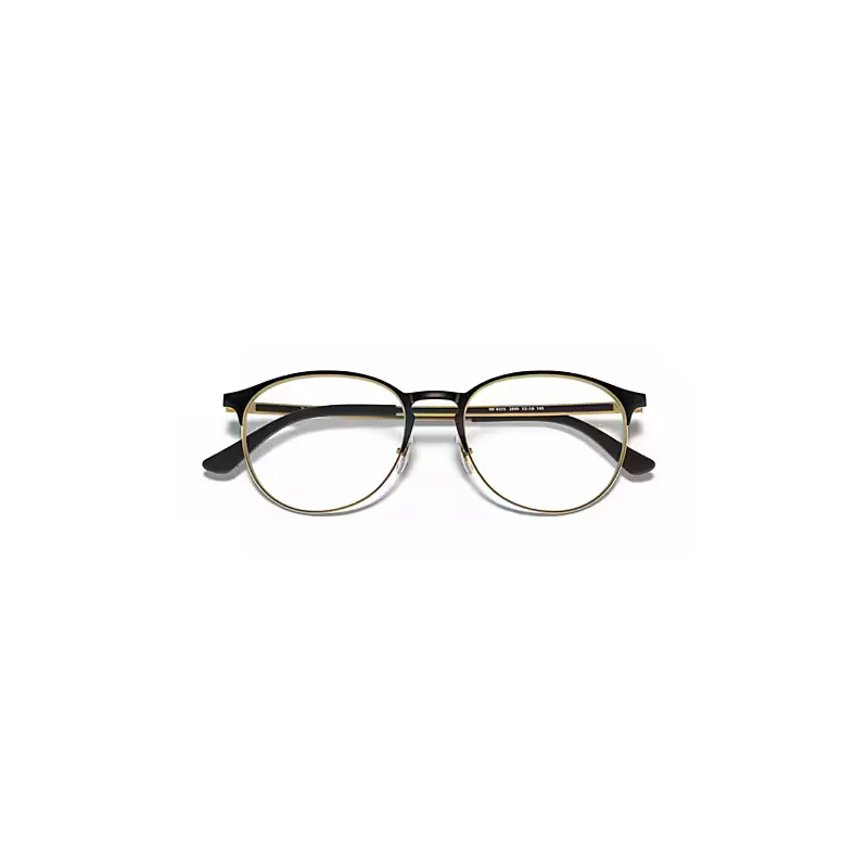 Rb6375 Optics Eyeglasses Black on Gold Frame Clear Lenses Polarized by Ray-Ban