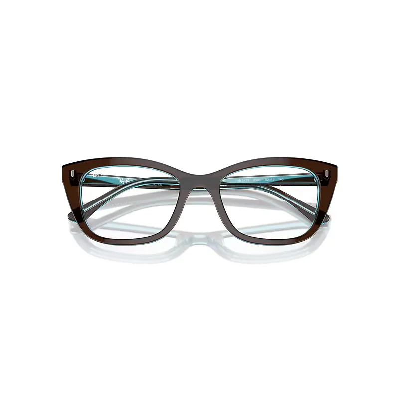 Rb5433 Optics Eyeglasses Brown on Transparent Blue Frame Clear Lenses Polarized
