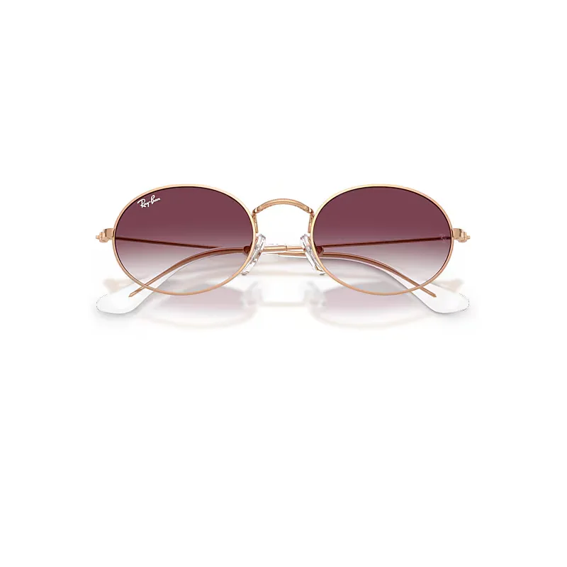 Oval Sunglasses Rosegold Frame Violet Lenses by Ray-Ban