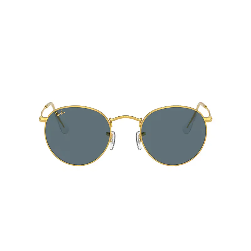 Round Metal Legend Gold Sunglasses Gold Frame Blue Lenses