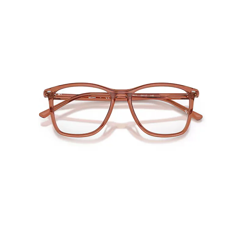 Rb5455 Optics Eyeglasses Transparent Brown Frame Transparent Lenses Polarized by Ray-Ban