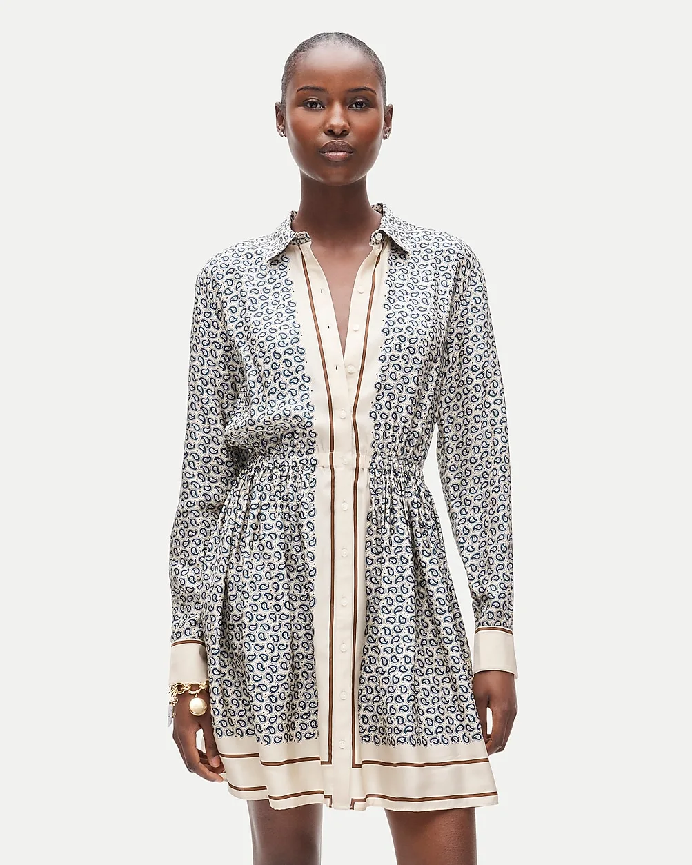 Drapey Shirt-Dress in Scarf-Print Viscose Twill by J.Crew
