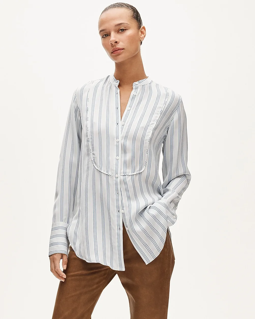 Tuxedo-Bib Button-Up Shirt in Stripe by J.Crew