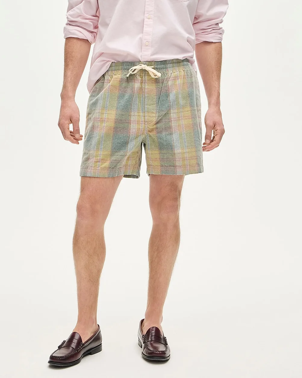 5" Everyday Drawstring Short in Plaid Corduroy by J.Crew