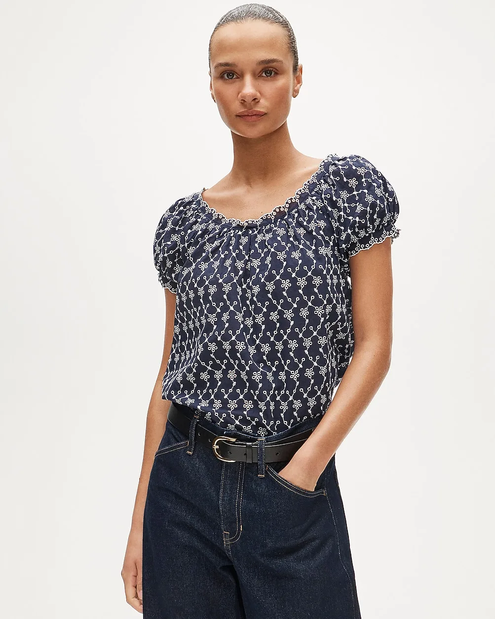 Scallop-Trim Eyelet Top by J.Crew