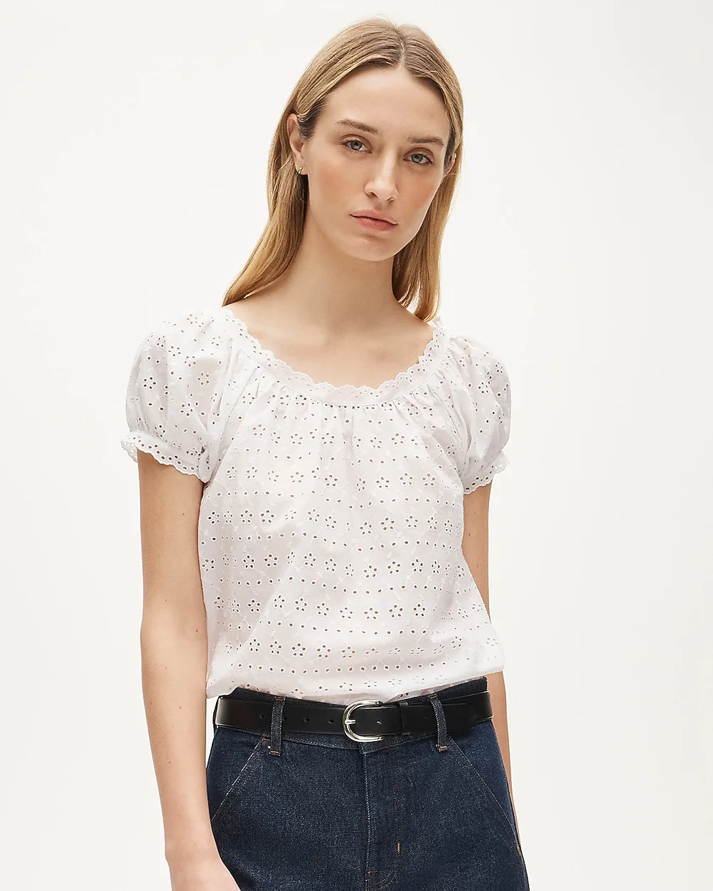 Scallop-Trim Eyelet Top