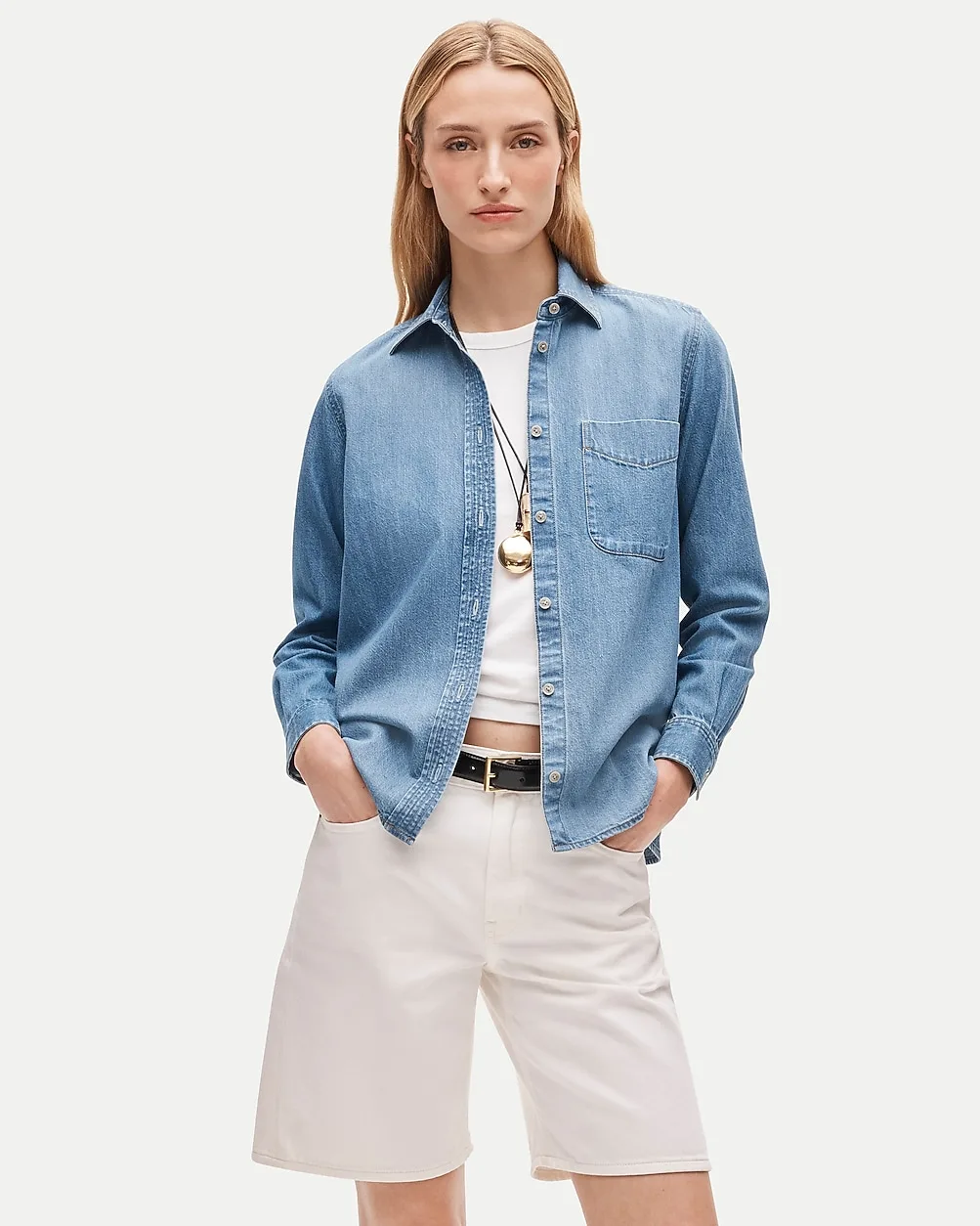 Jules Classic-Fit Button-Up Shirt in Denim