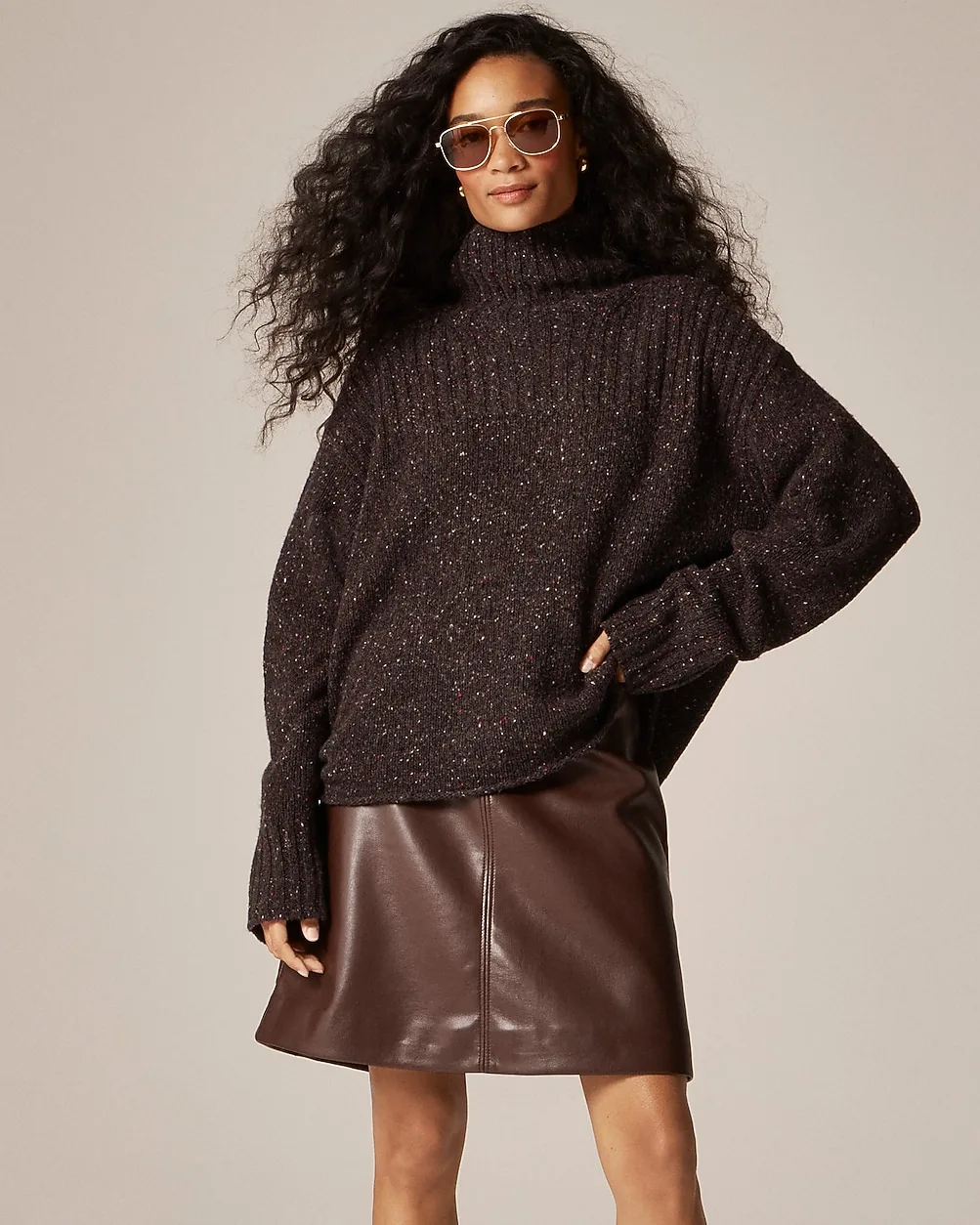 Ribbed Turtleneck Sweater in Donegal Wool Blend by J.Crew