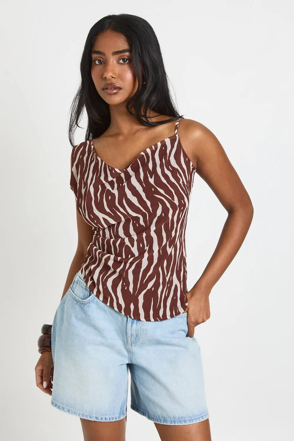 Zebra Chiffon Scarf Cami Top by boohoo