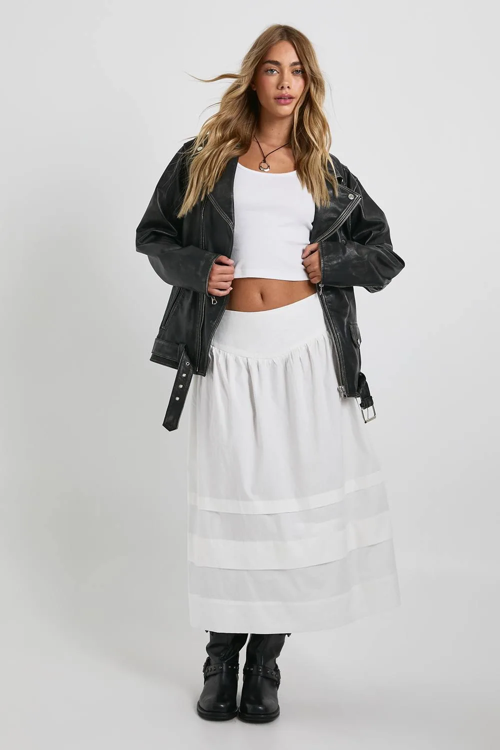 V Waist Volume Midaxi Skirt by boohoo
