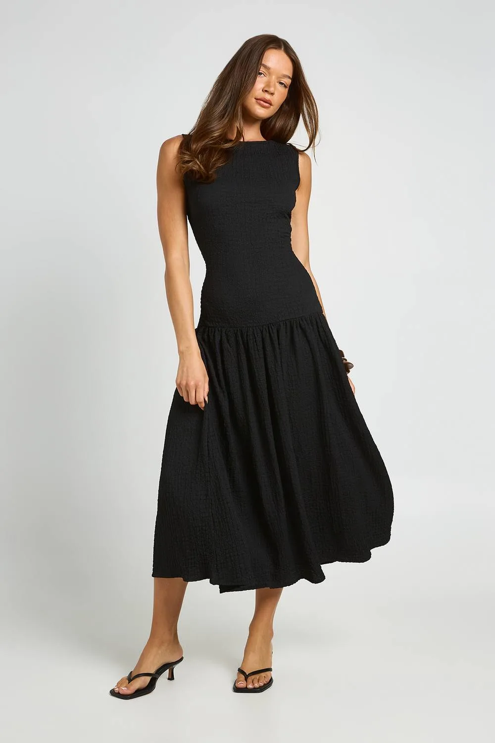 Textured Pep Hem Midaxi Dress by boohoo
