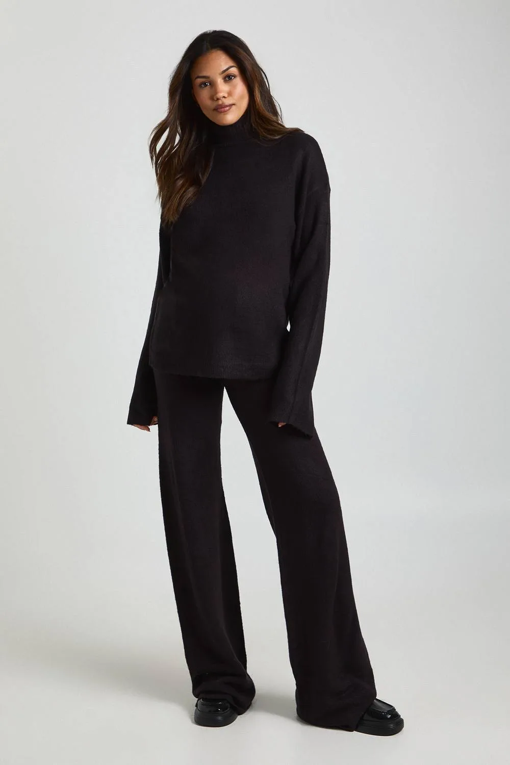 Super Soft Roll Neck Oversized Jumper & Wide Leg Trouser Co-Ord by boohoo