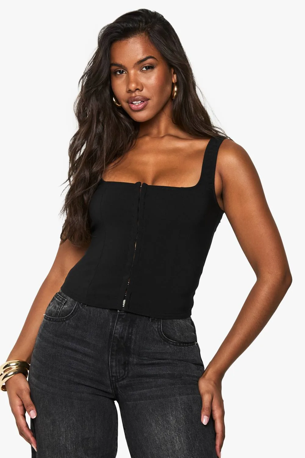 Hook & Eye Corset Top by boohoo
