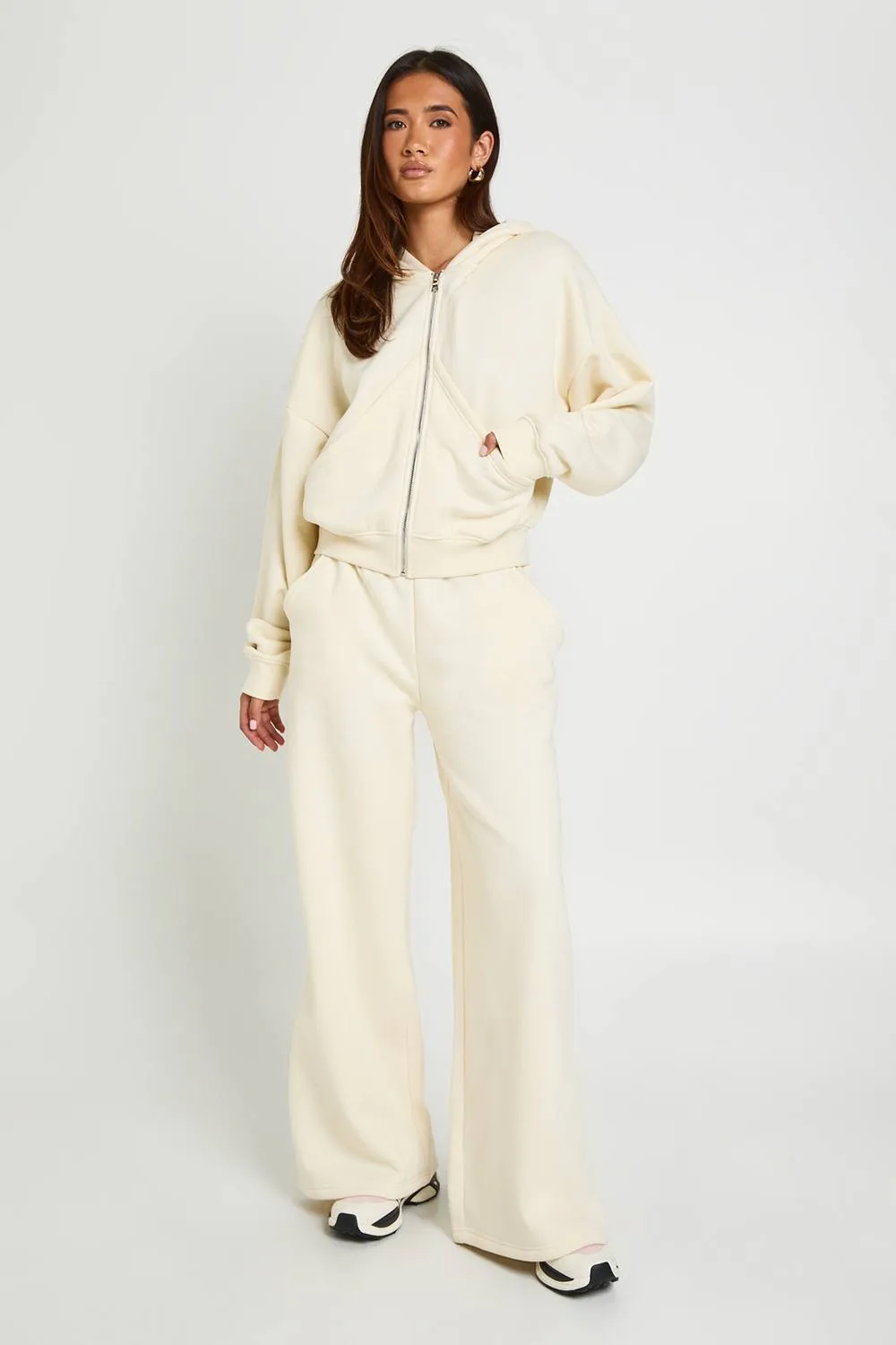 Angled Pocket Zip Through Hooded Tracksuit by boohoo