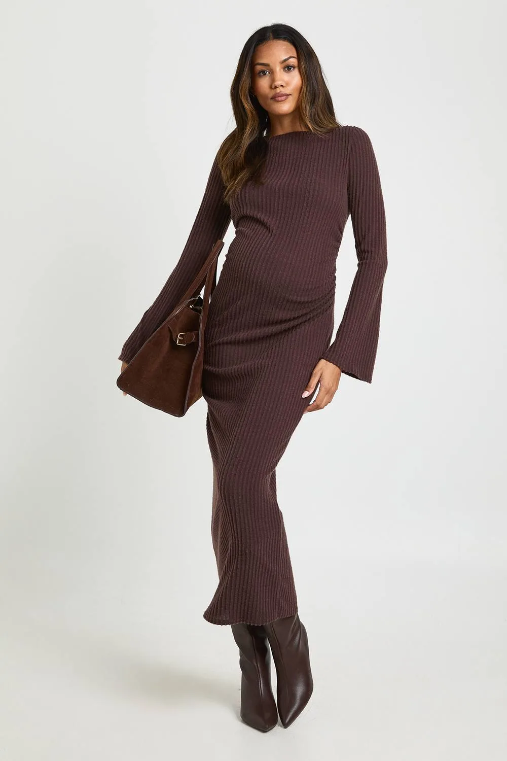 Maternity Slash Neck Midaxi Dress by boohoo