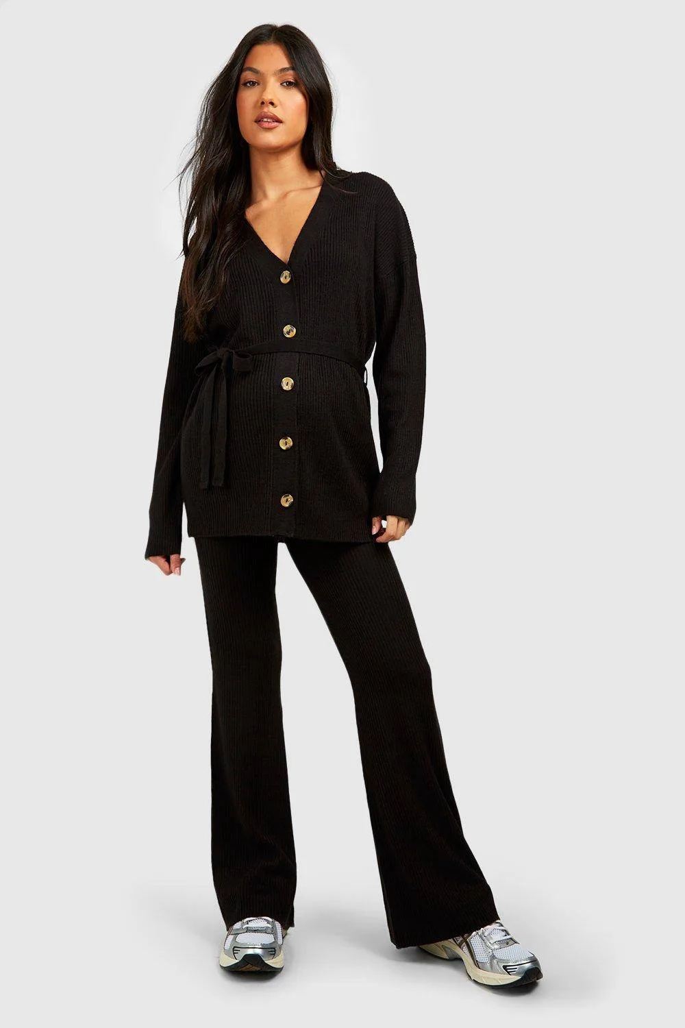 Maternity Knitted Cardigan & Wide Leg Co-Ord by boohoo