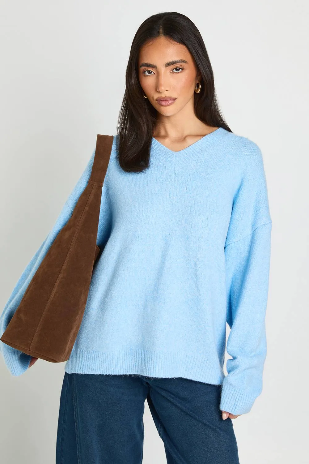 Super Soft V Neck Oversized Jumper by boohoo