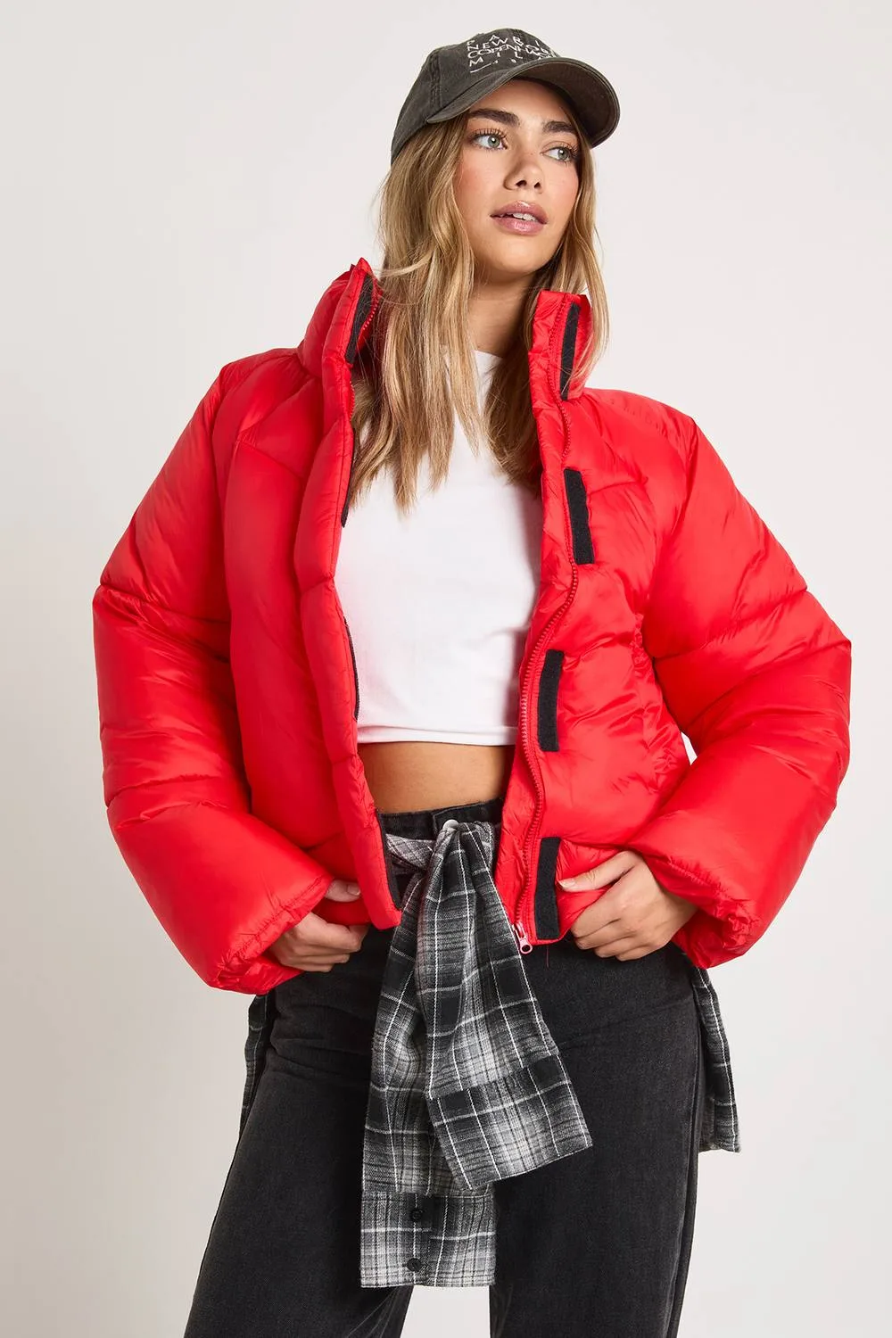 Quilt Detail Puffer Jacket by boohoo