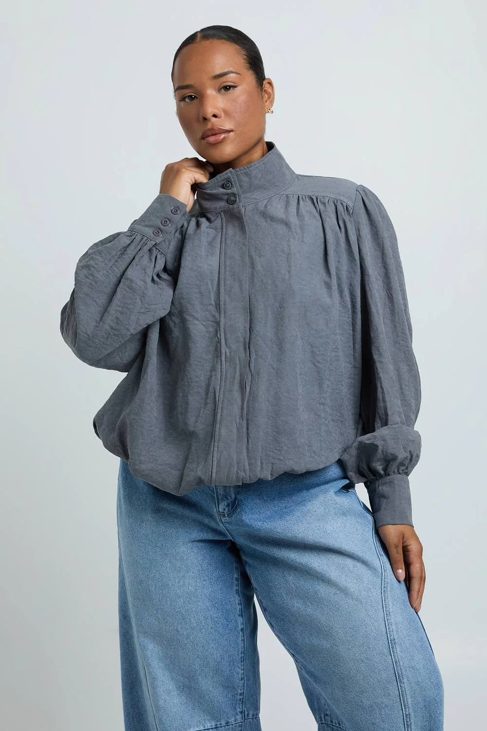 Peached Gathered Detail Long Sleeve Top by boohoo