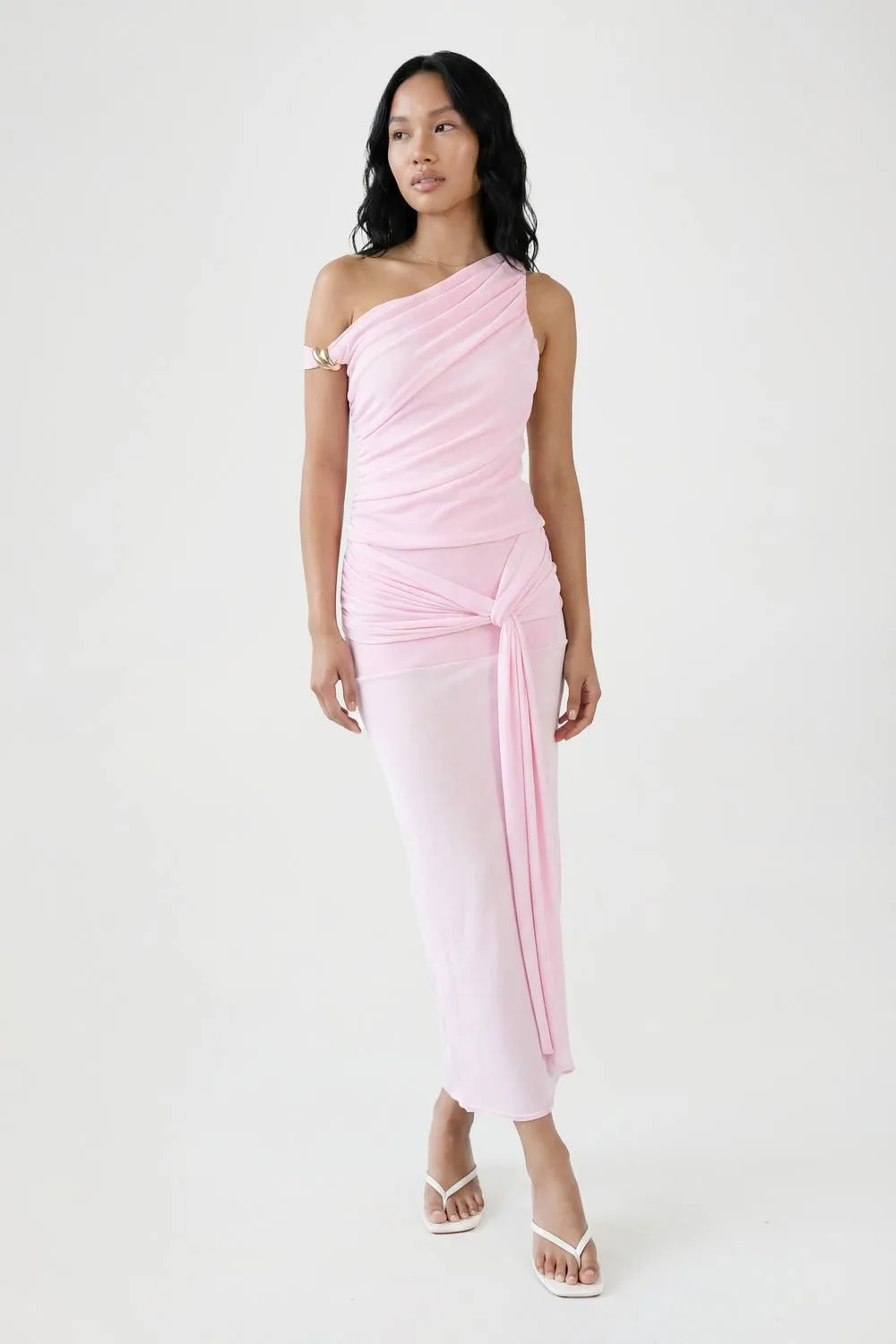 Textured Tie Detail Maxi Skirt by boohoo