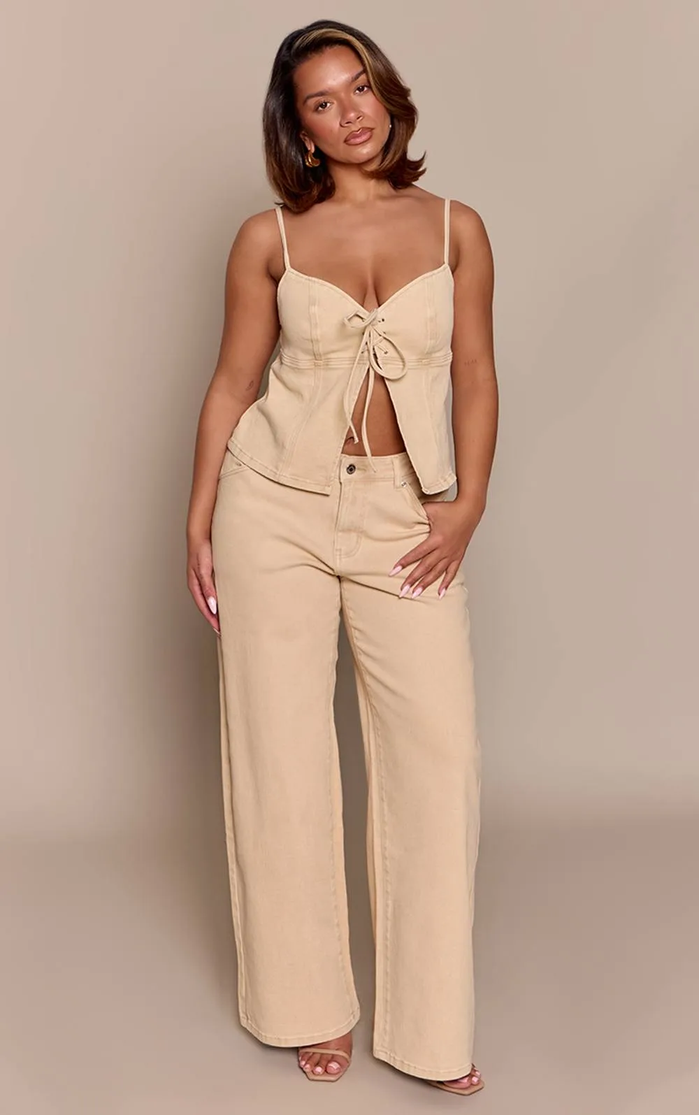 Straight Leg Jeans - Stone by PrettyLittleThing