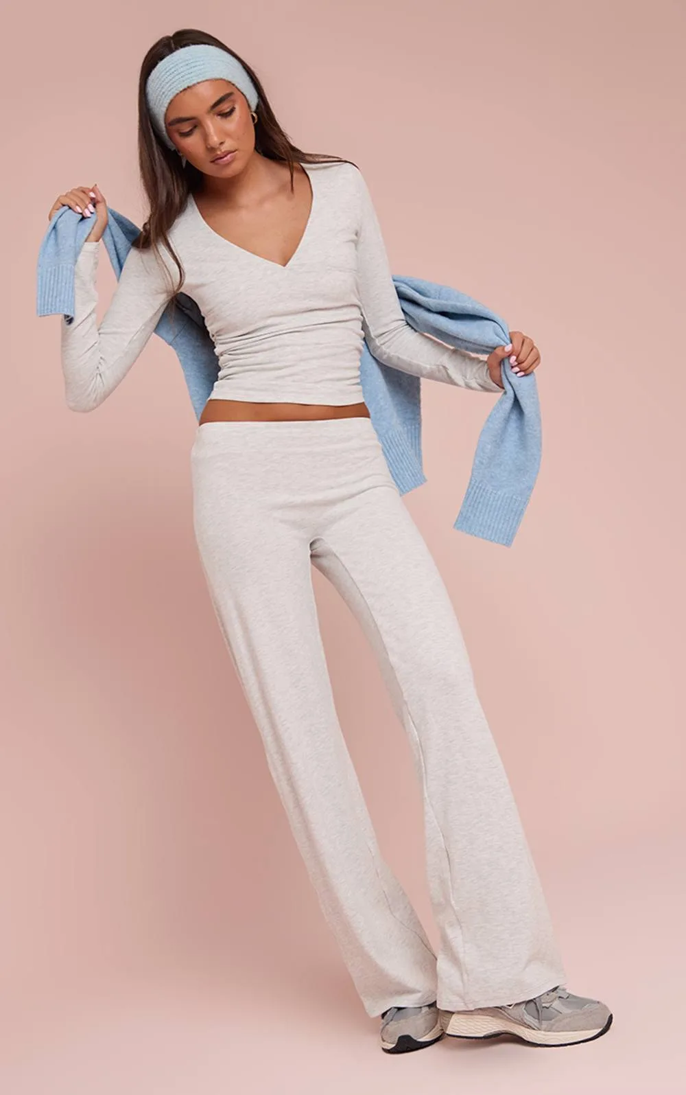 Soft Cotton Low Rise Straight Leg Lounge Trousers