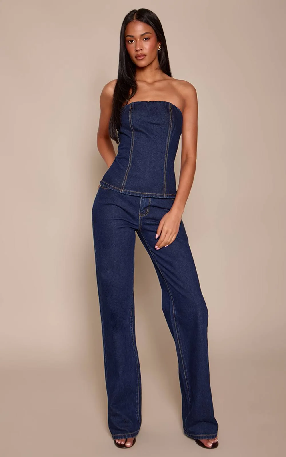 Mid Rise Straight Leg Jeans