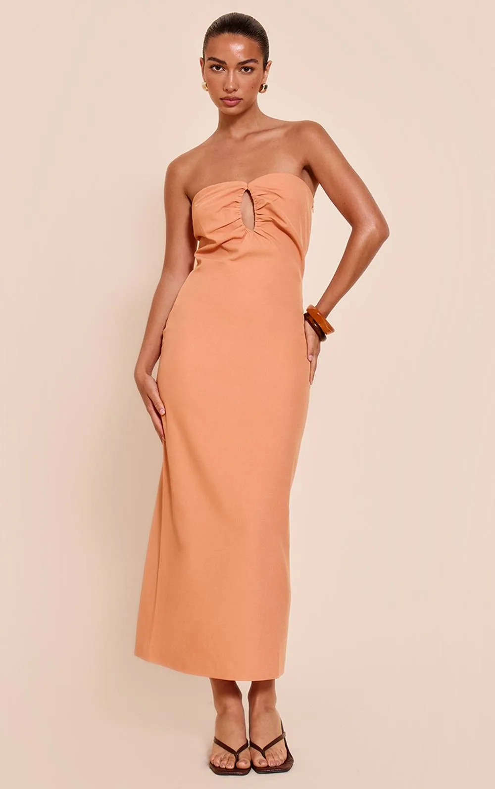 Woven Tailored Cut Out Detail Maxi Dress