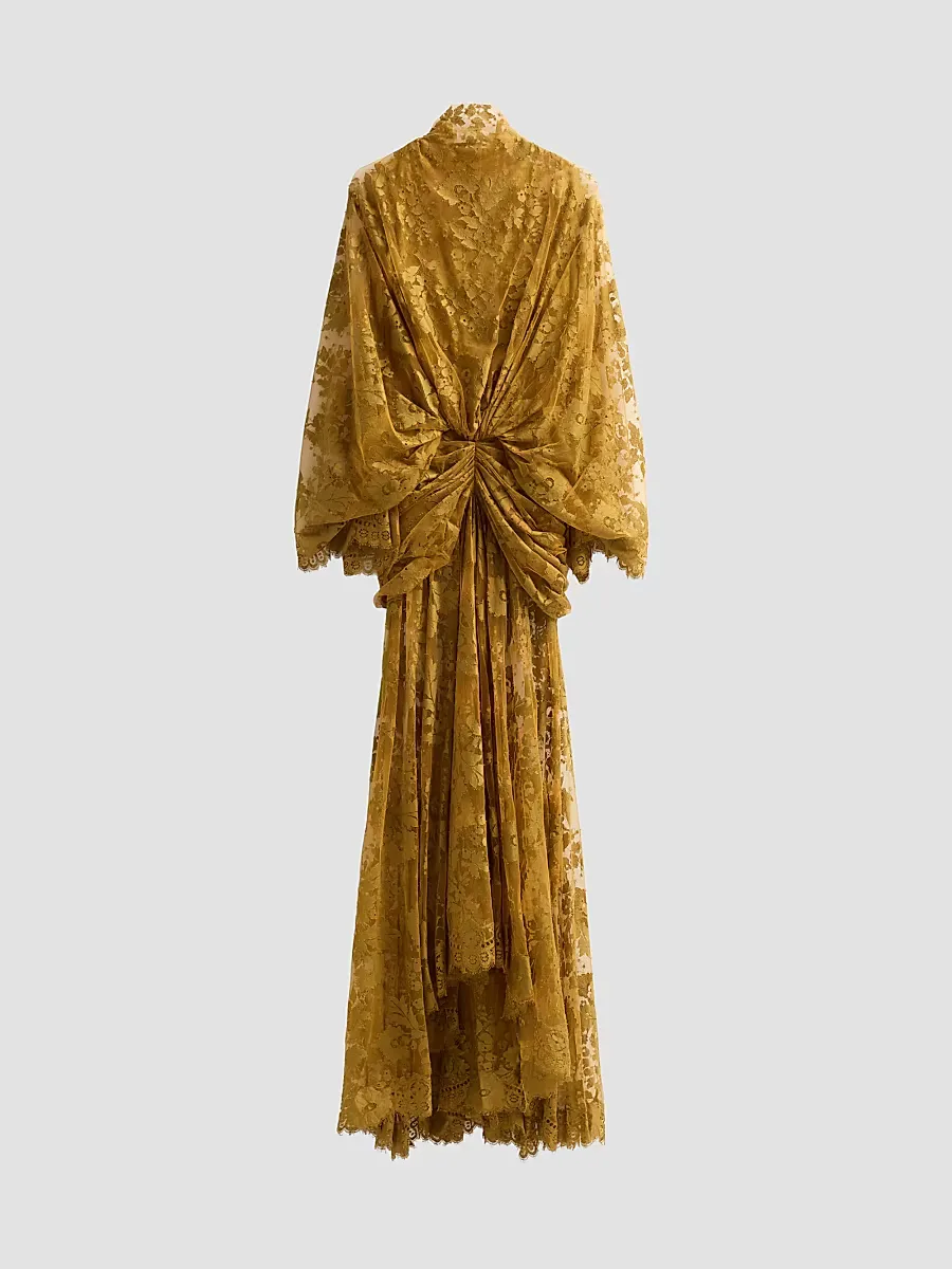 Ascent Ruched Lace Batwing Gown by Zimmermann