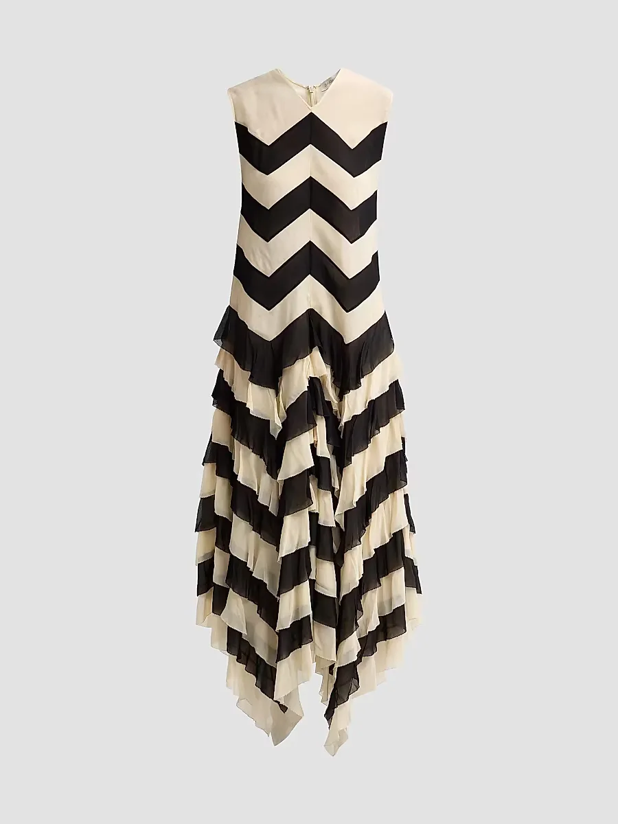 Ascent Chevron Ruffled Maxi Dress by Zimmermann