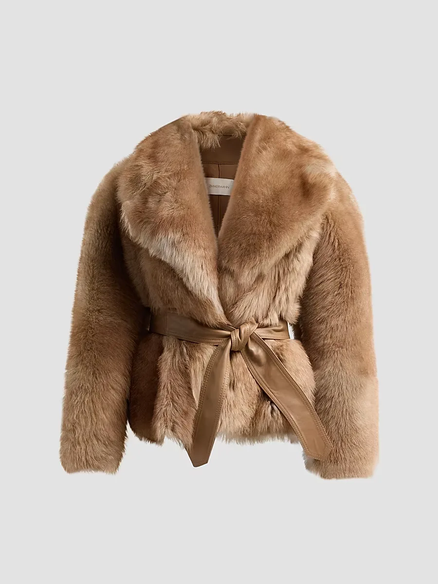 Valiant Shearling Wrap Jacket by Zimmermann