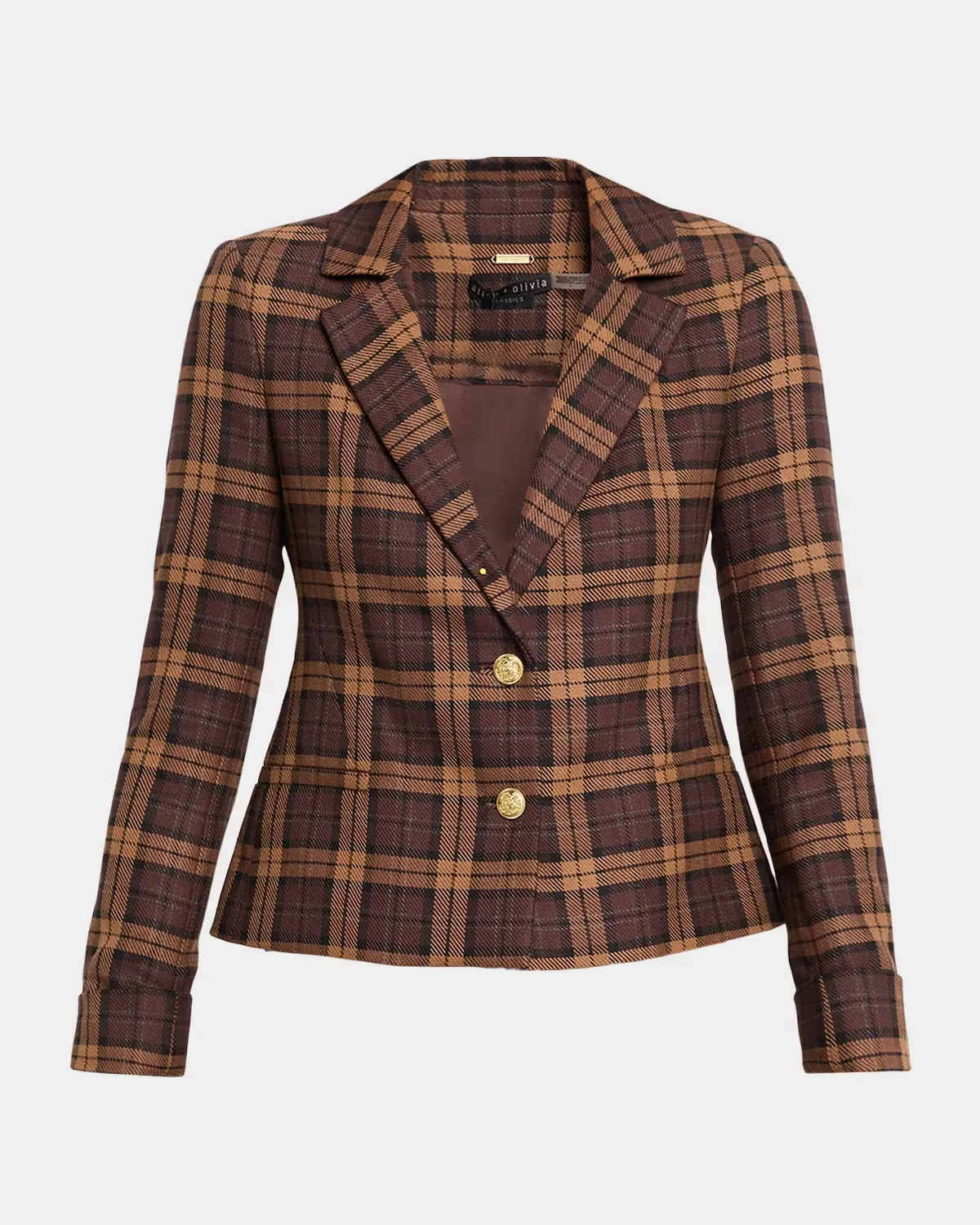 Macey Shrunken Plaid Blazer by ALICE + OLIVIA