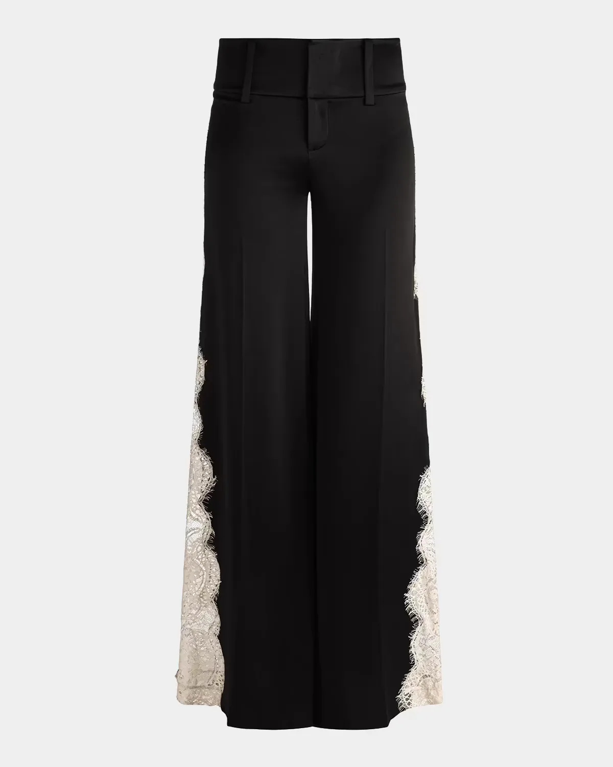 Olivia Lace-Trim Satin Wide-Leg Pants by ALICE + OLIVIA