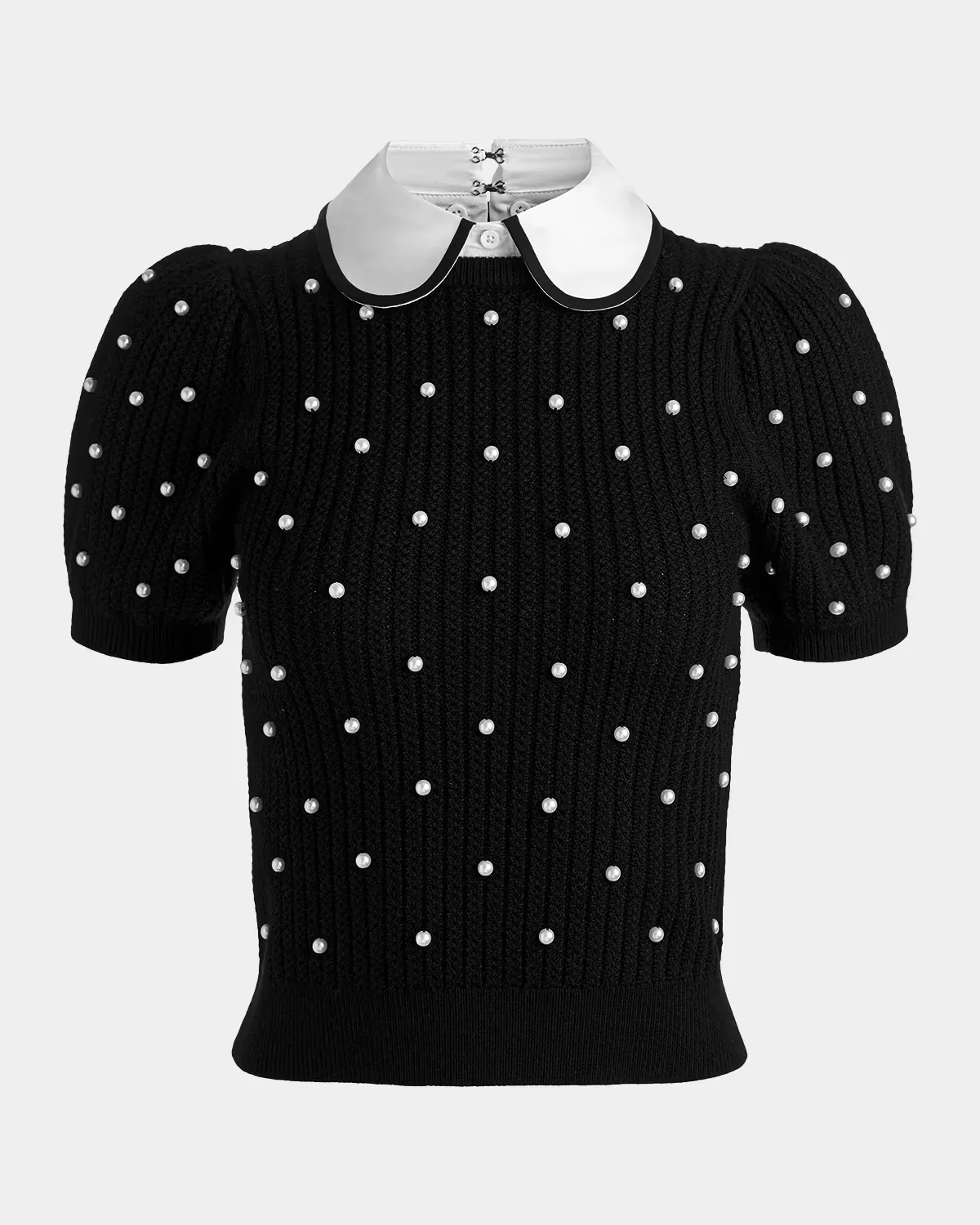 Chase Embellished Stretch-Wool Puff-Sleeve Sweater by ALICE + OLIVIA