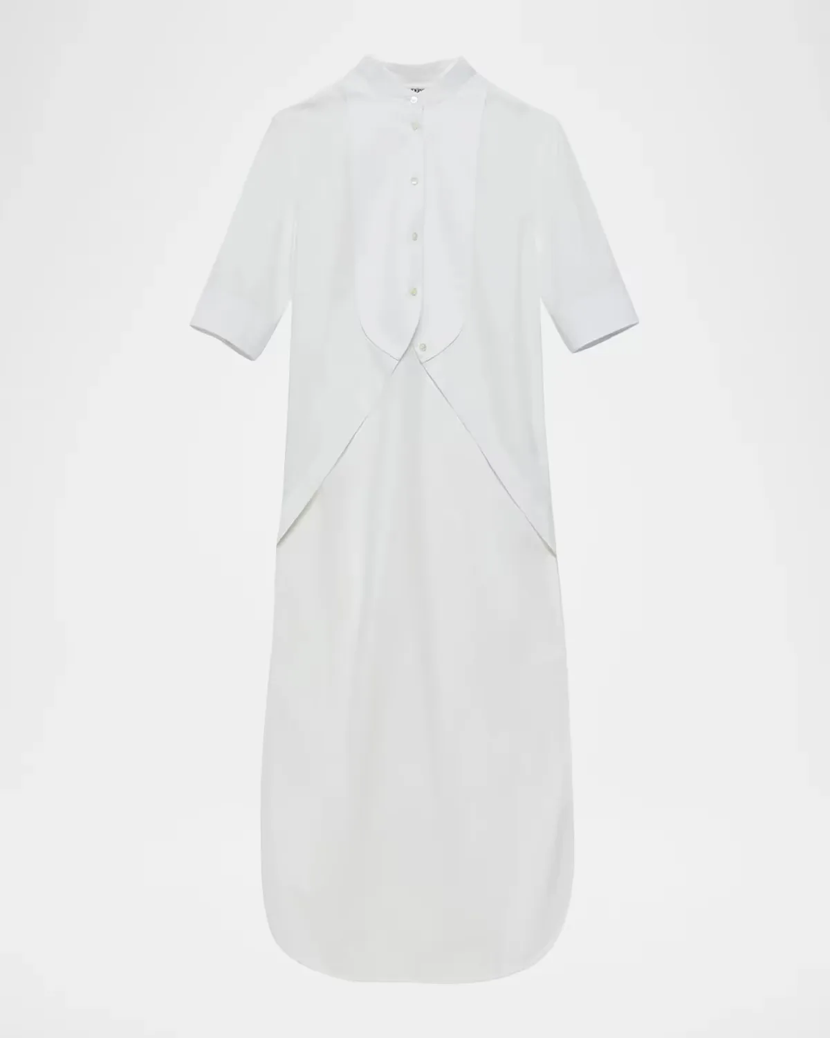 Short-Sleeve Bib High-Low Button-Down Shirt by JW Anderson