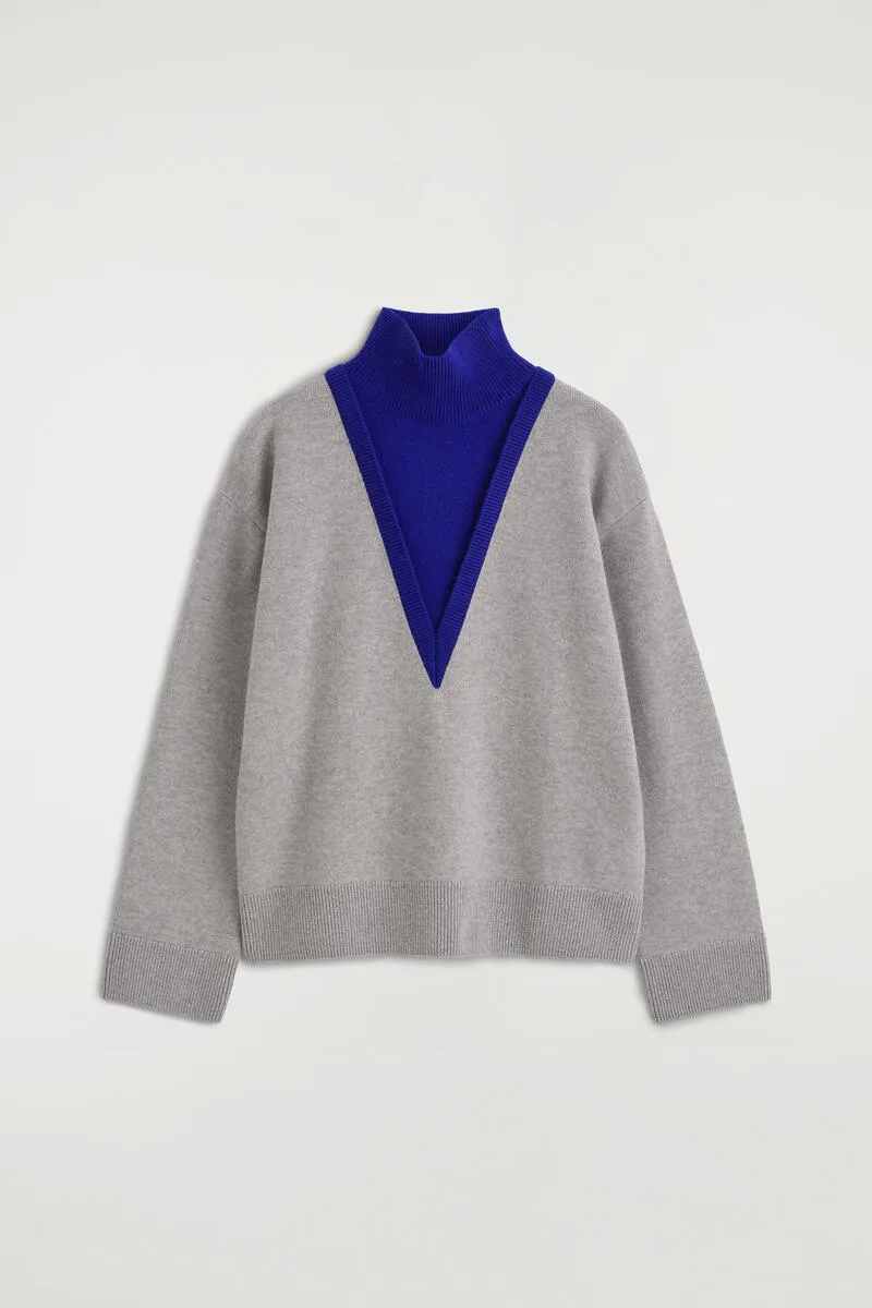 Layered Mock-Neck Merino Wool Sweater by COS