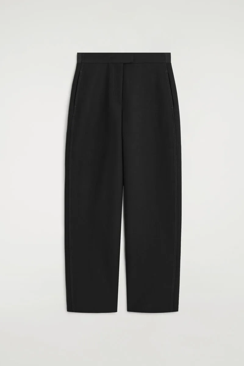 Topstitched Barrel-Leg Pants by COS