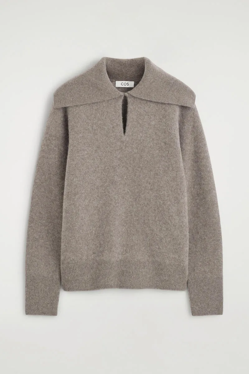 V-Detail Cashmere Mock-Neck Sweater by COS