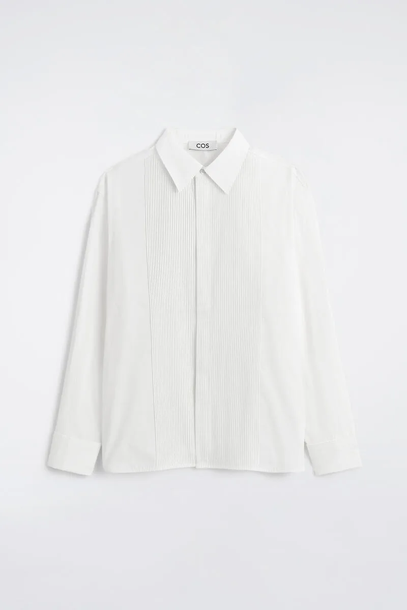 Pintucked Cotton Tuxedo Shirt