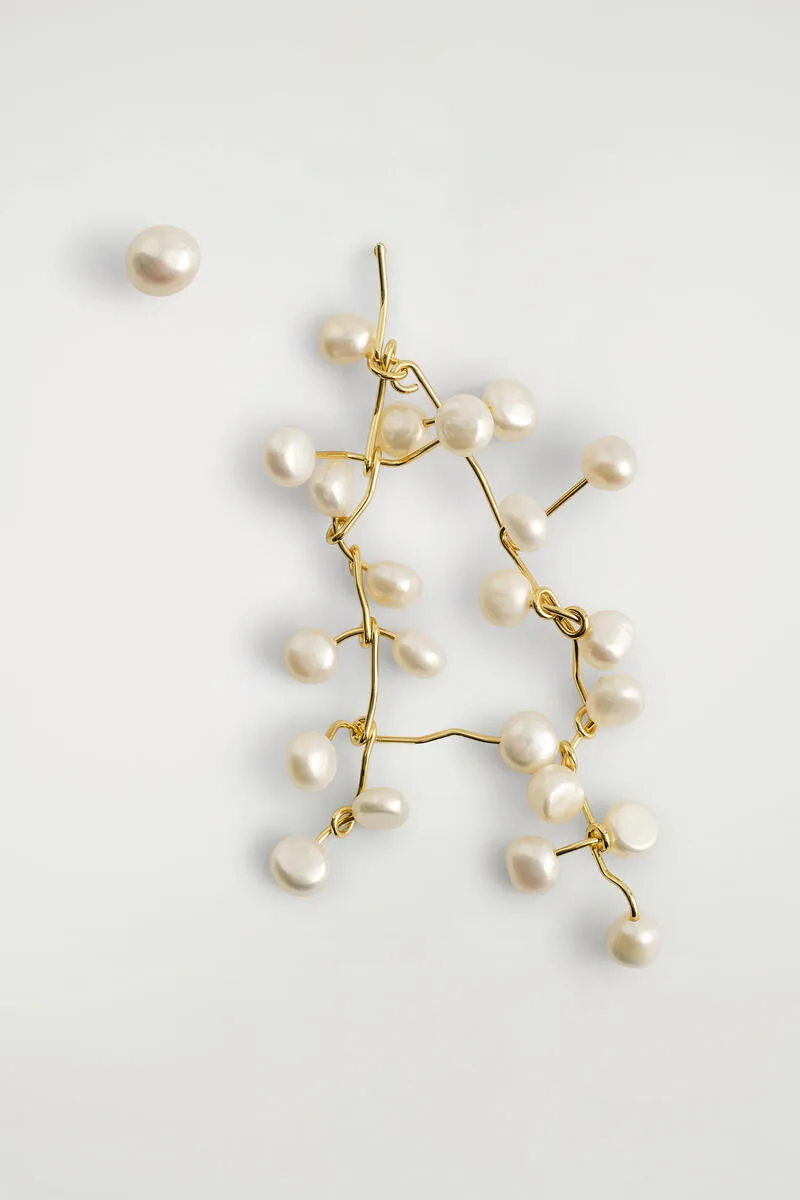 Asymmetric Cascading Freshwater Pearl Earrings by COS