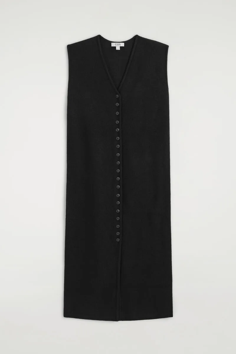Buttoned Boiled Merino Wool Dress