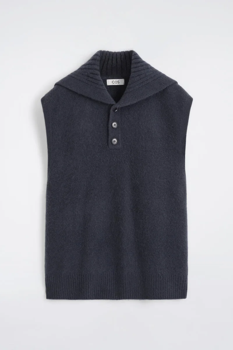 Buttoned Cashmere Mock-Neck Tank by COS