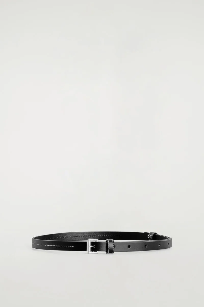 Topstitched Slim Leather Belt by COS