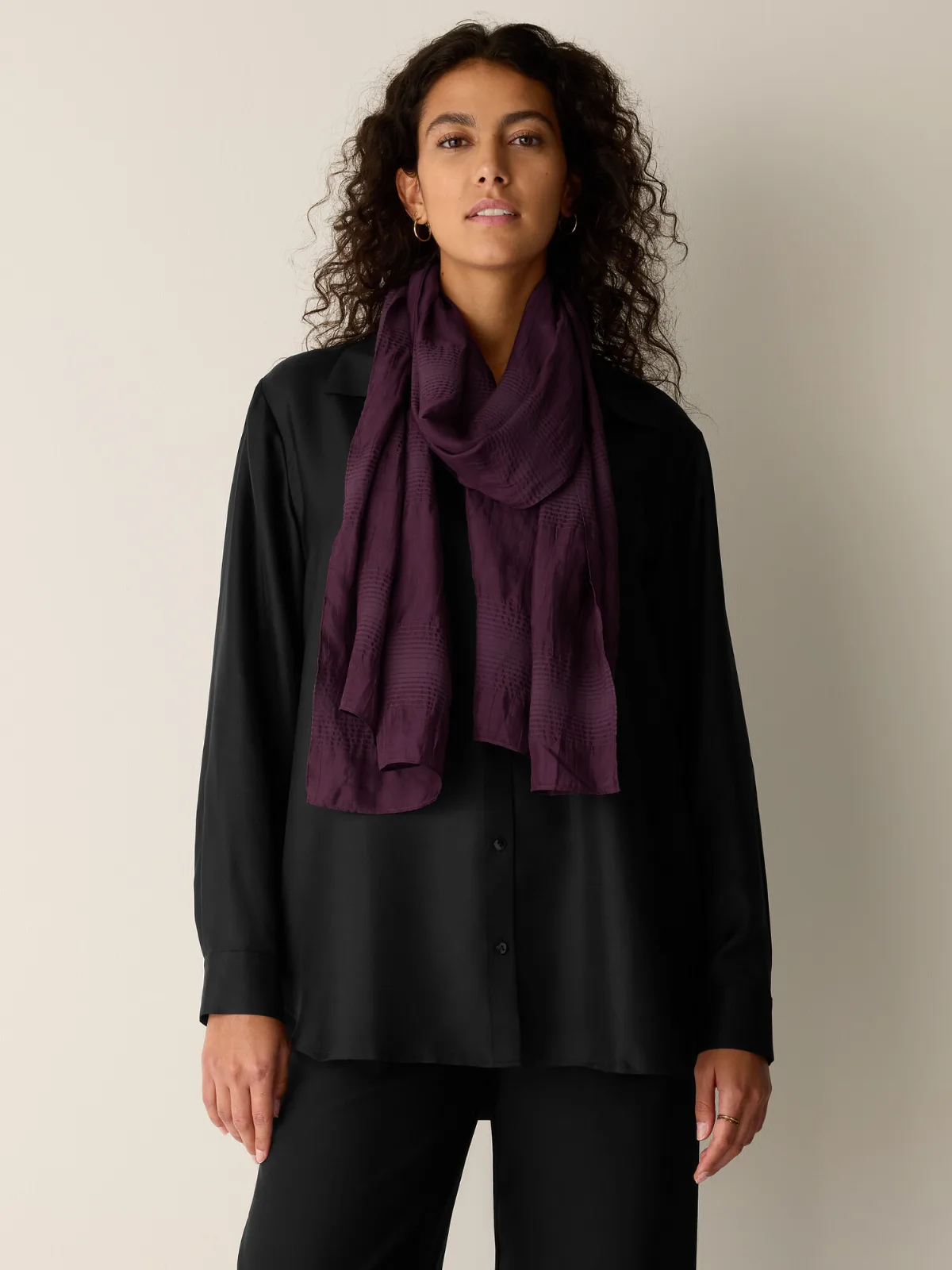 Silk Cotton Pucker Scarf by EILEEN FISHER