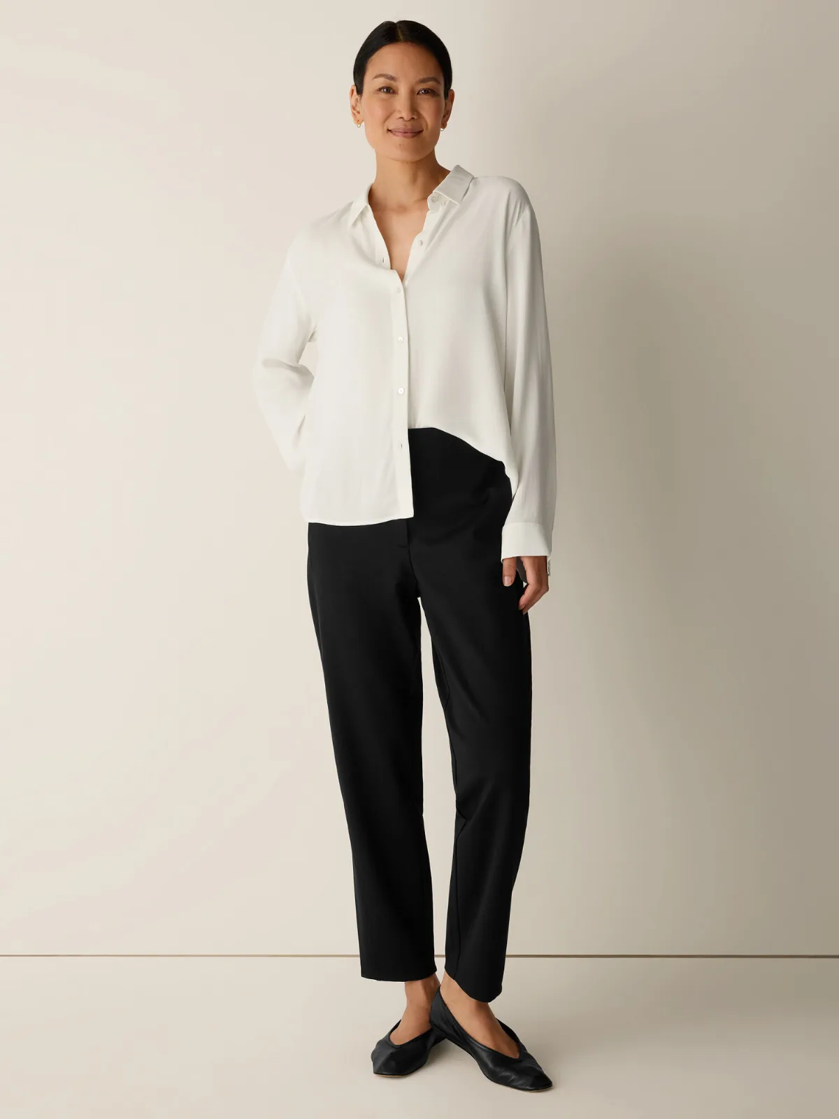 Washable Flex Ponte Tapered Trouser Pant