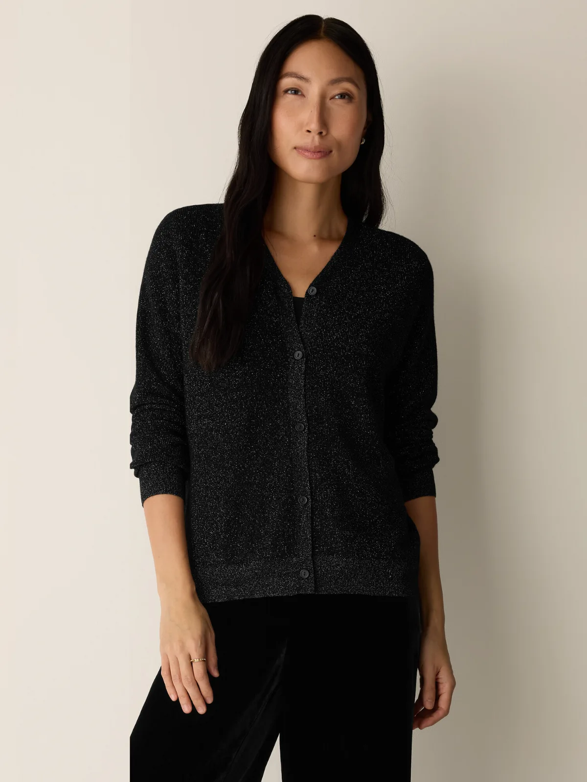 Wool Shimmer Cardigan in Regenerative Wool by EILEEN FISHER