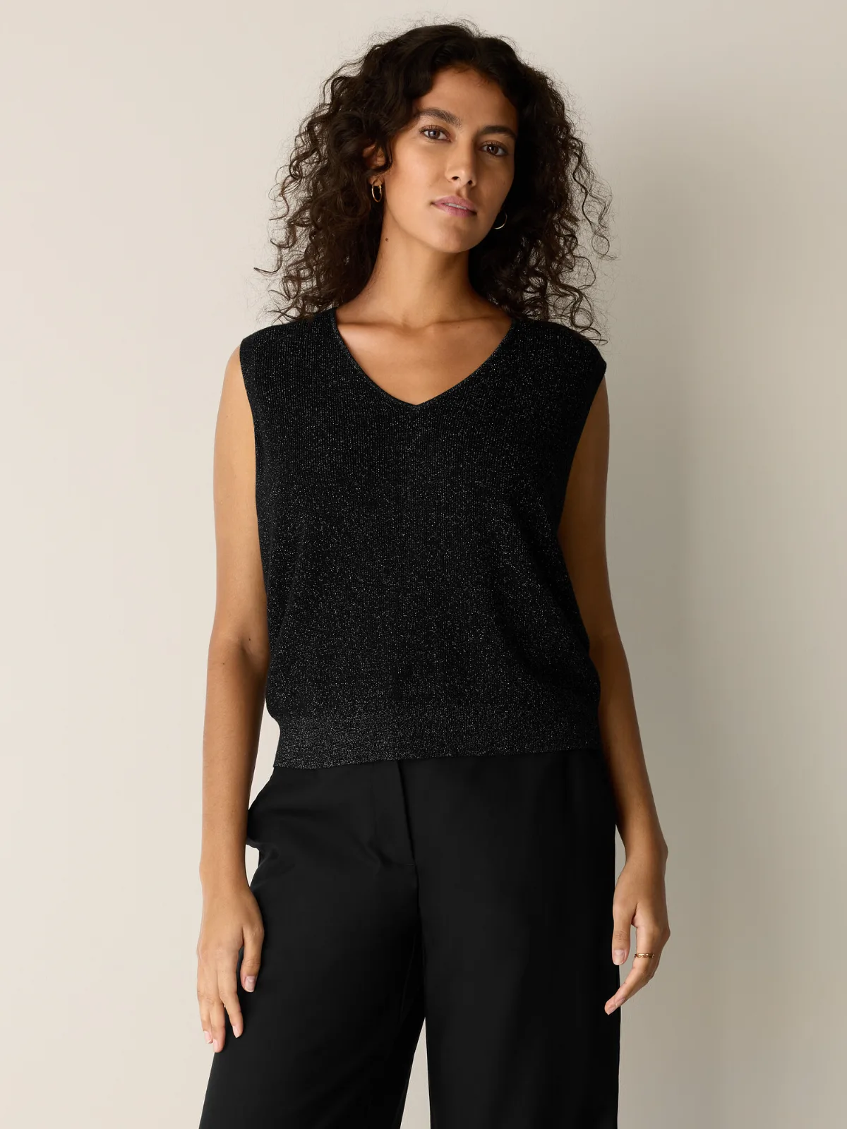Wool Shimmer Vest in Regenerative Wool by EILEEN FISHER