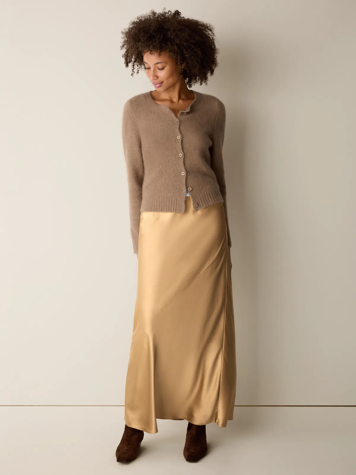 Heavyweight Silk Charmeuse Bias Skirt by EILEEN FISHER
